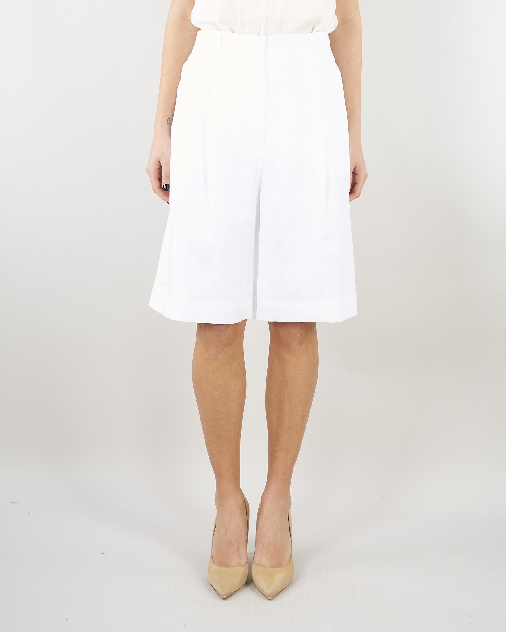 Bermuda Bianco lungo in tela di lino MSTCARAVAN 2 MAX MARA STUDIO 