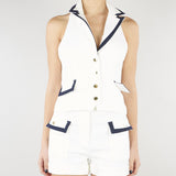 Gilet Bianco con profili a contrasto NS218 03 NO SECRETS 