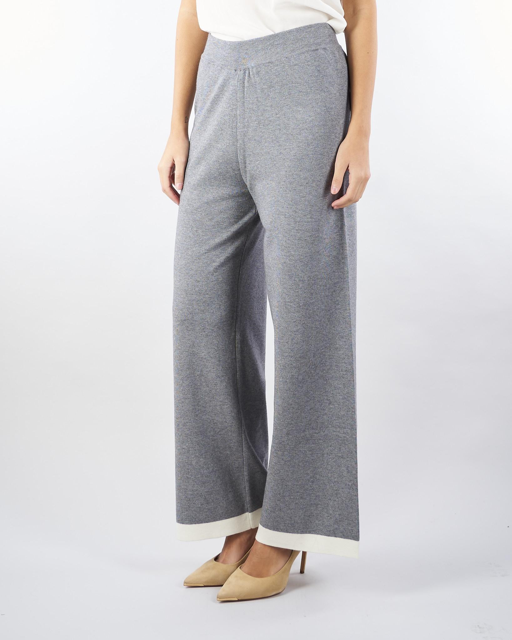 Pantalone Grigio-Bianco in maglia wide leg NS250 95 NO SECRETS 