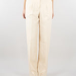 Pantaloni Crema wide leg in misto lino RA6094T8823 21406 BLUGIRL 