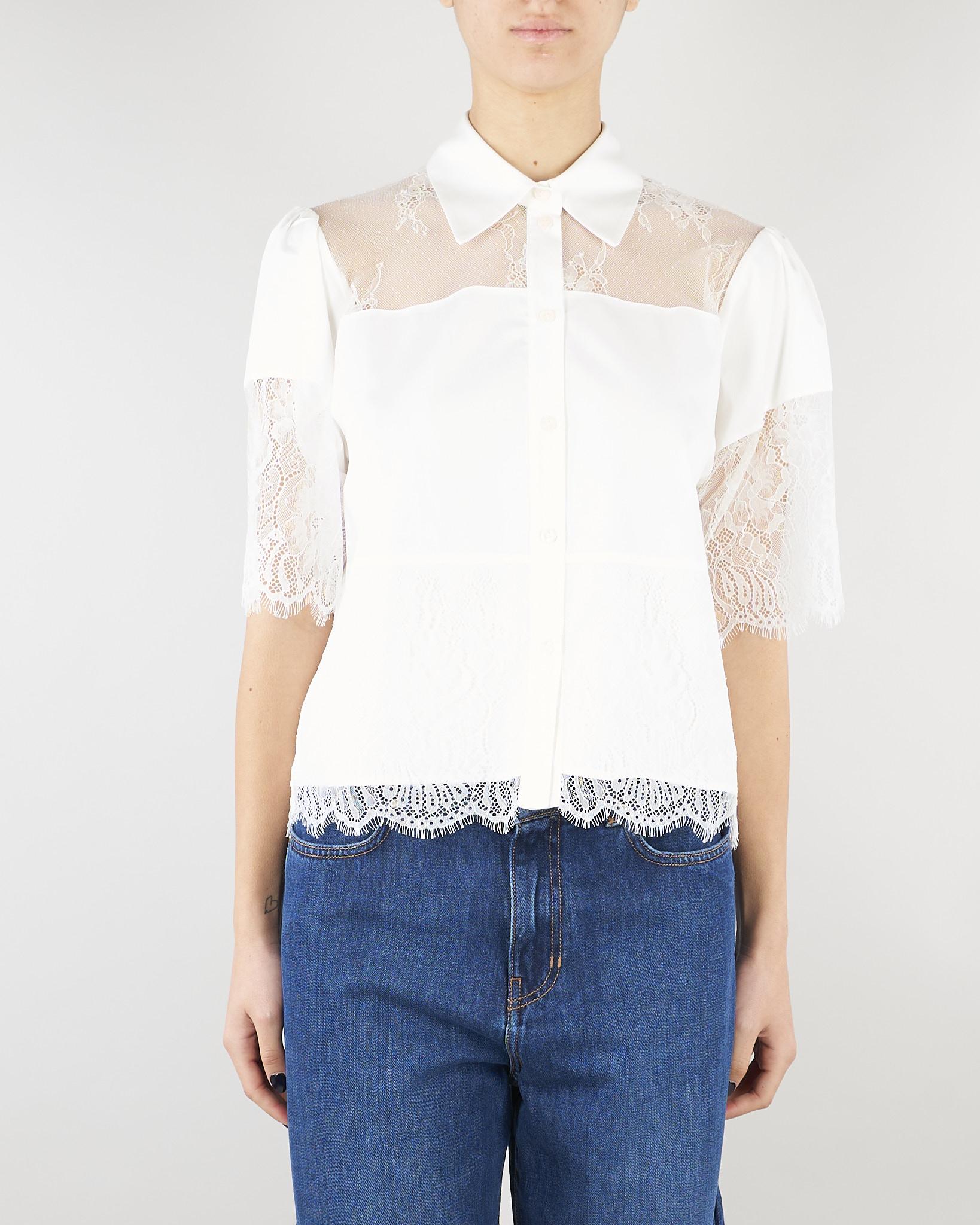 Camicia Bianco in cotone con pizzo RA6142T544A 11111 BLUGIRL 