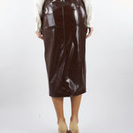 Gonna Cioccolato in ecopelle con cintura e spacco GO00501TVER0001 V0746 SIMONA CORSELLINI 