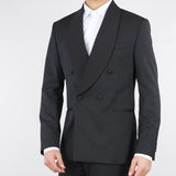 Abito smocking doppiopetto con rever sciallato