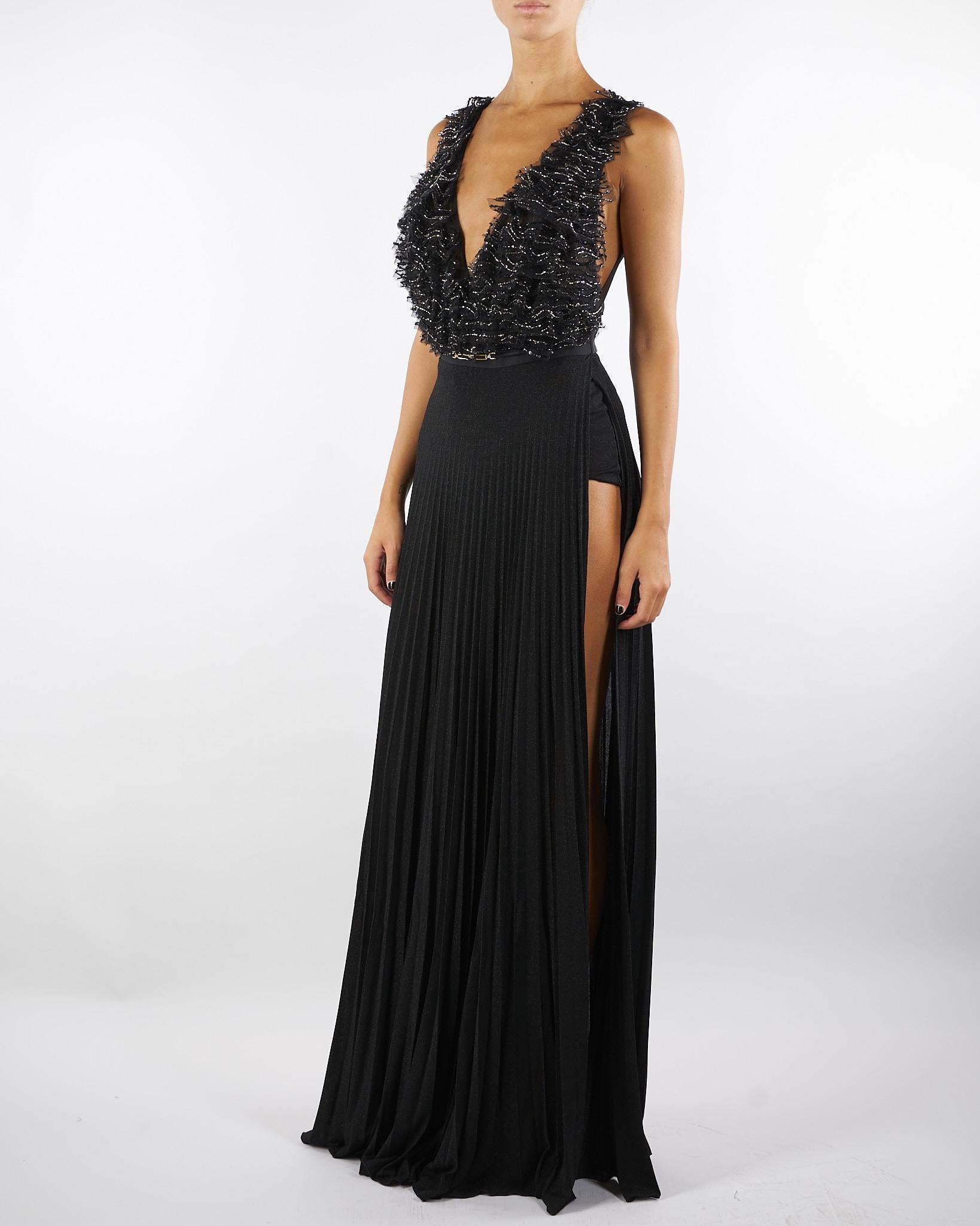 Abito Nero Red Carpet in tulle e jersey con cristalli ABR1957E2 110 ELISABETTA FRANCHI 