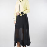 Gonna Nero in georgette con fondo asimmetrico GO01001TACE0005 V0003 SIMONA CORSELLINI 