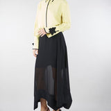 Gonna Nero in georgette con fondo asimmetrico GO01001TACE0005 V0003 SIMONA CORSELLINI 