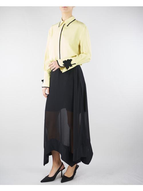 Gonna Nero in georgette con fondo asimmetrico GO01001TACE0005 V0003 SIMONA CORSELLINI 
