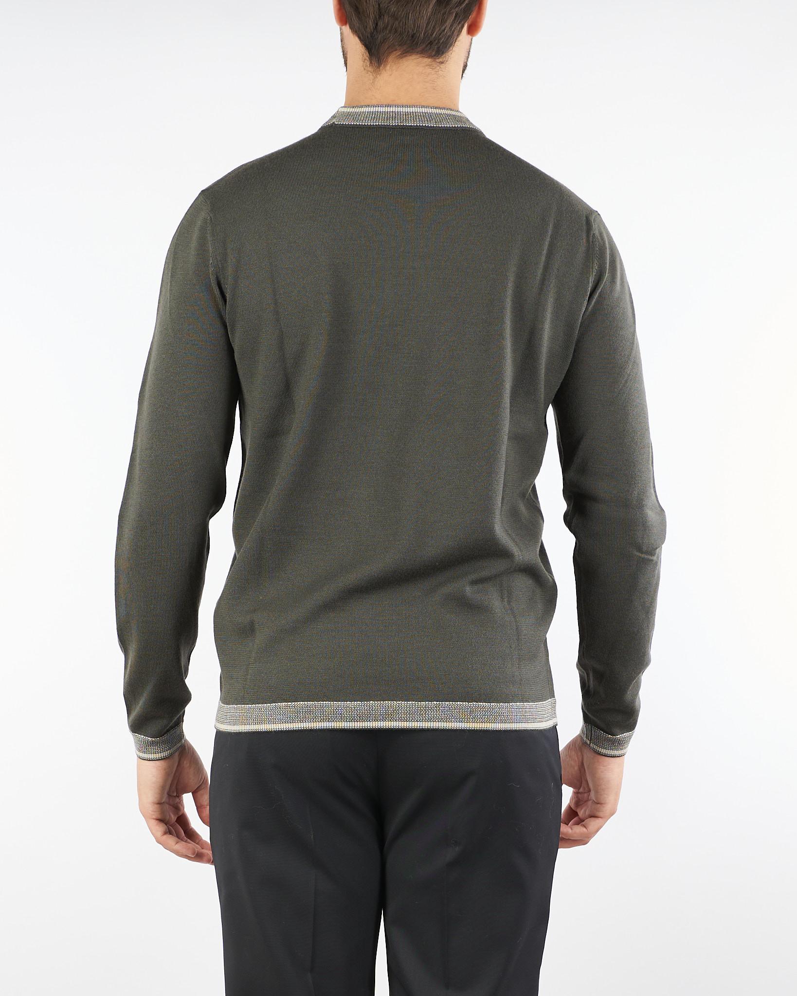 Maglia Fango in pura lana con ricamo logo e profili a contrasto EM003387AF146970 U8120 EMPORIO ARMANI 