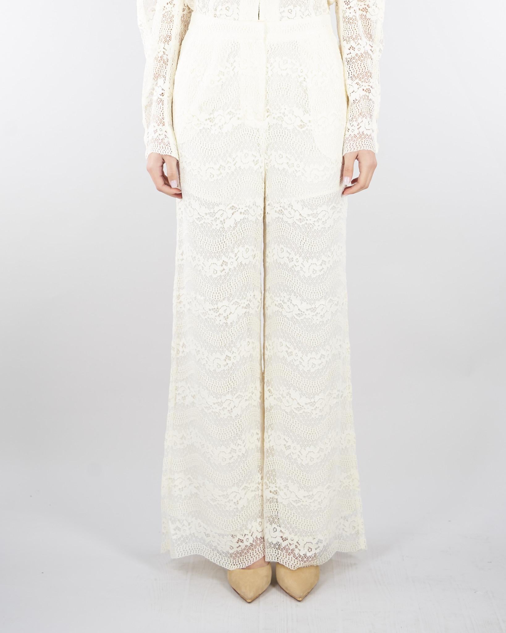 Pantaloni Burro ampi in pizzo macramè TP2901 59 TWIN SET 