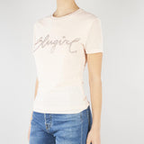 T-shirt Rosa con logo in strass RA6040J3903 21406 BLUGIRL 