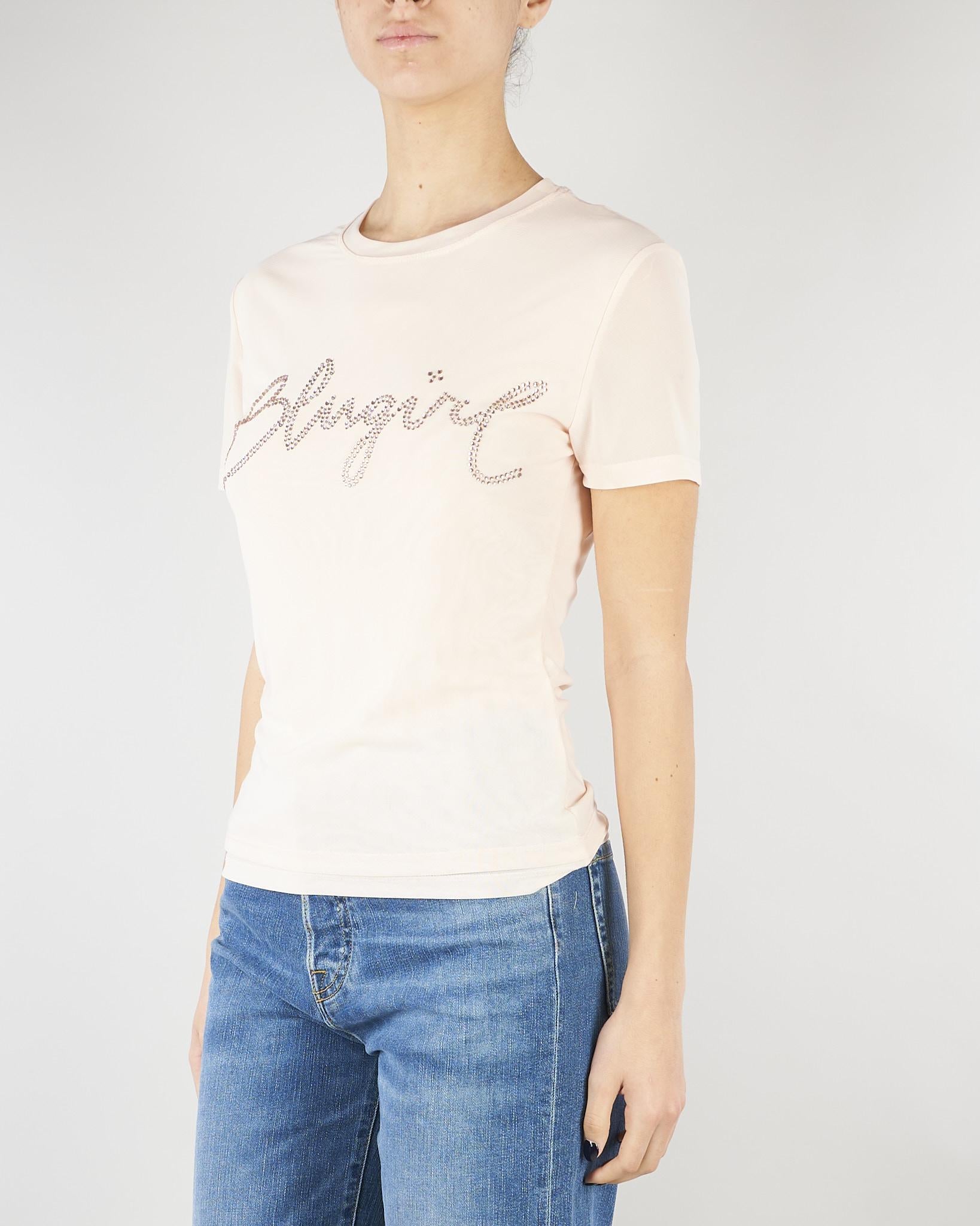 T-shirt Rosa con logo in strass RA6040J3903 21406 BLUGIRL 