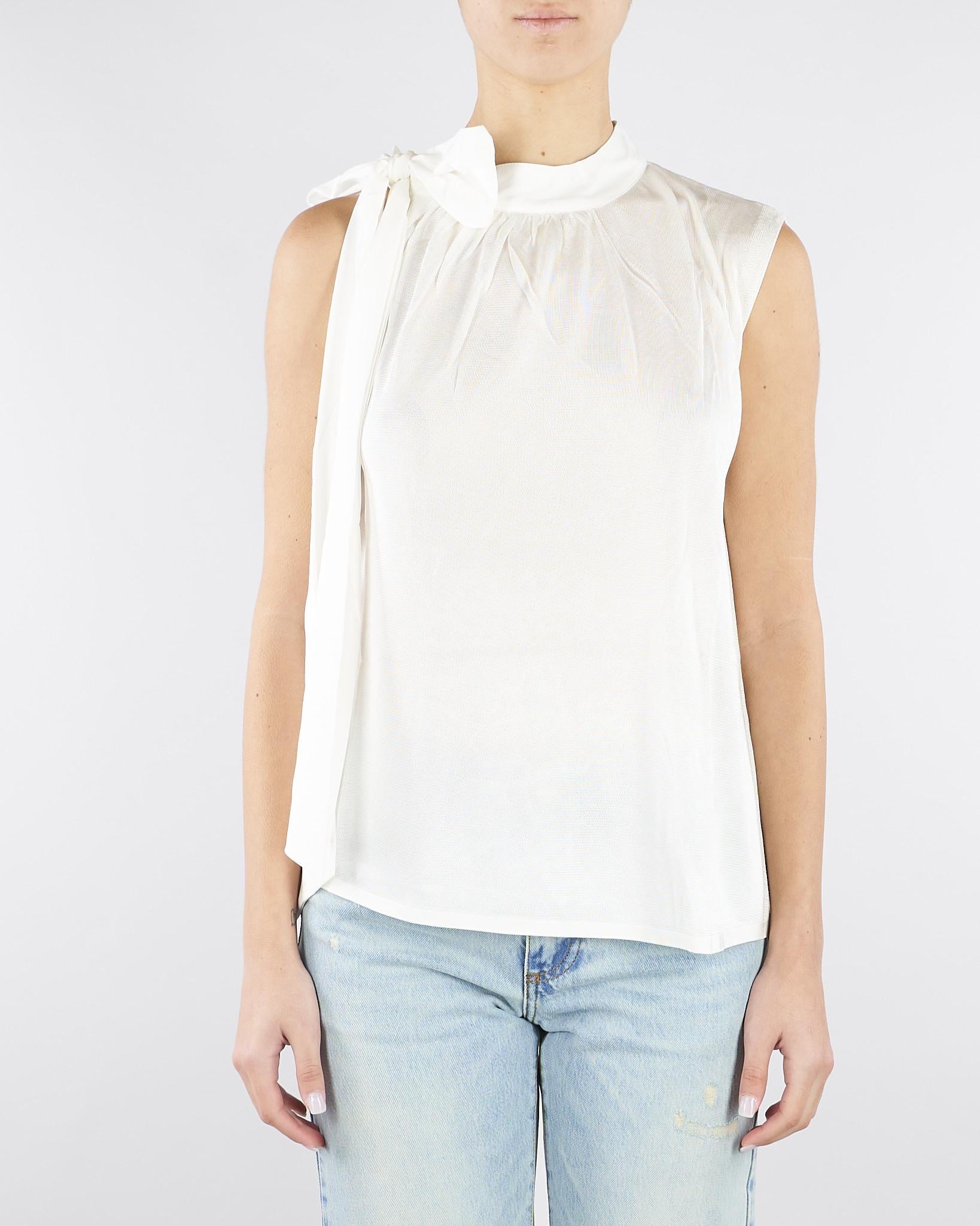 Top Bianco con allacciatura sulla spalla M6PZ61 791 MEIMEIJ 