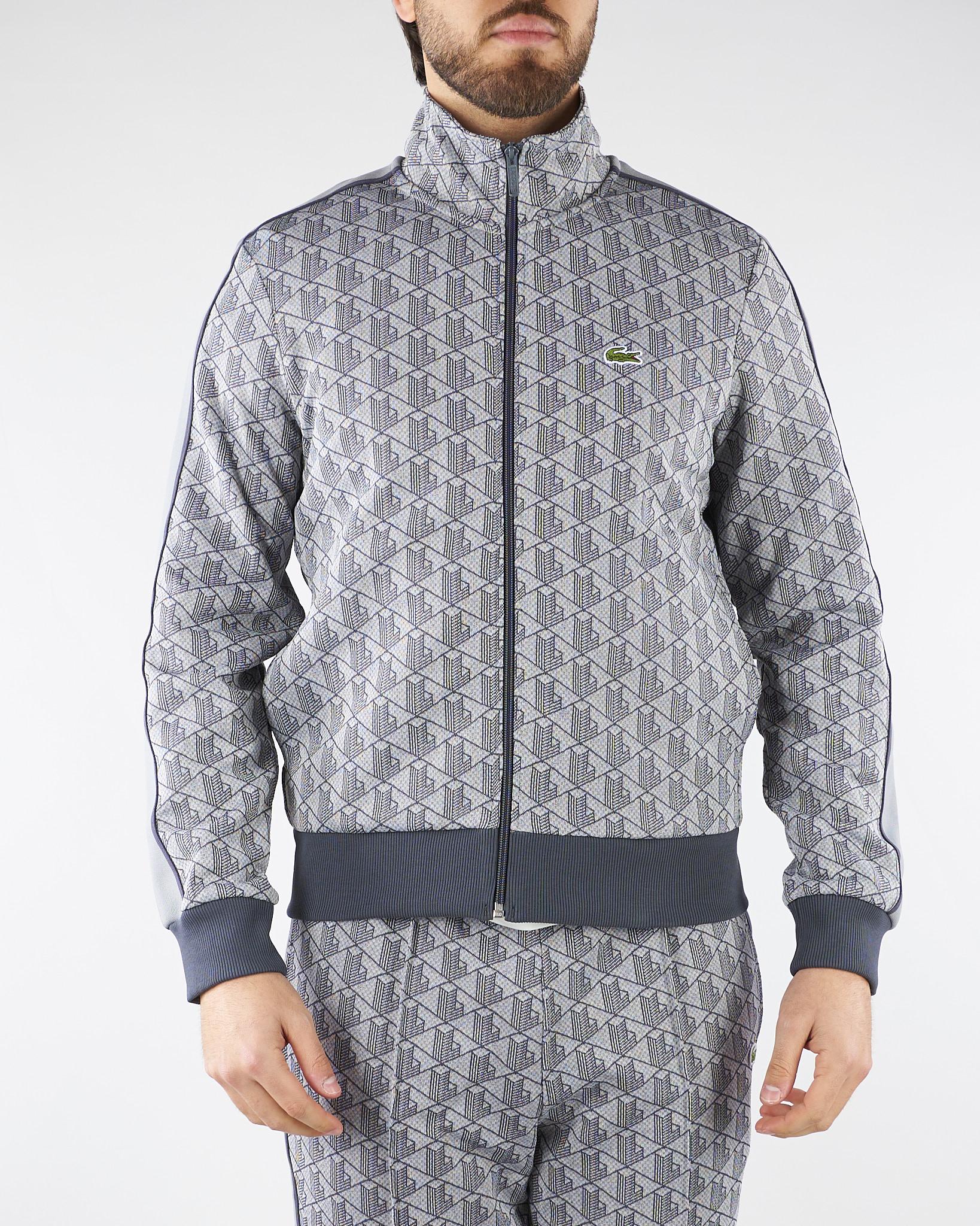 Felpa Grigio in jacquard con zip Paris SH1368 41I LACOSTE 