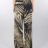 Pantalone a fantasia Nero-Beige con elastico in vita