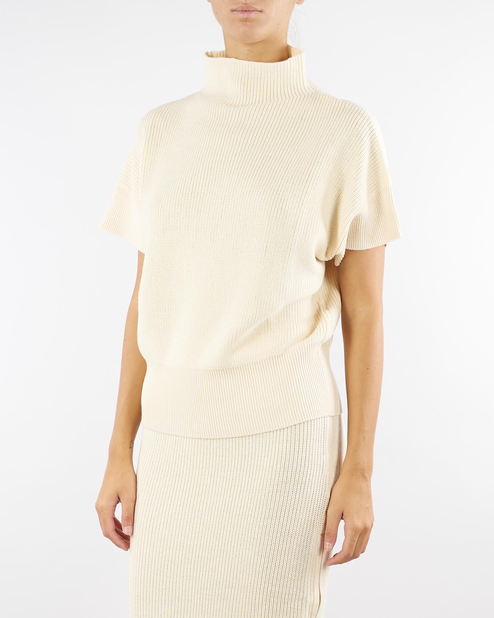 Top Crema smanicato in maglia 2K0351K9O3A W405 PATRIZIA PEPE 
