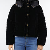Piumino Nero in velluto con cappuccio PI82D56E2 110 ELISABETTA FRANCHI 