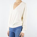 Maglia Milk in pura lana, seta e cashmere con scollo a V MK34S57E2 D9Z ELISABETTA FRANCHI 