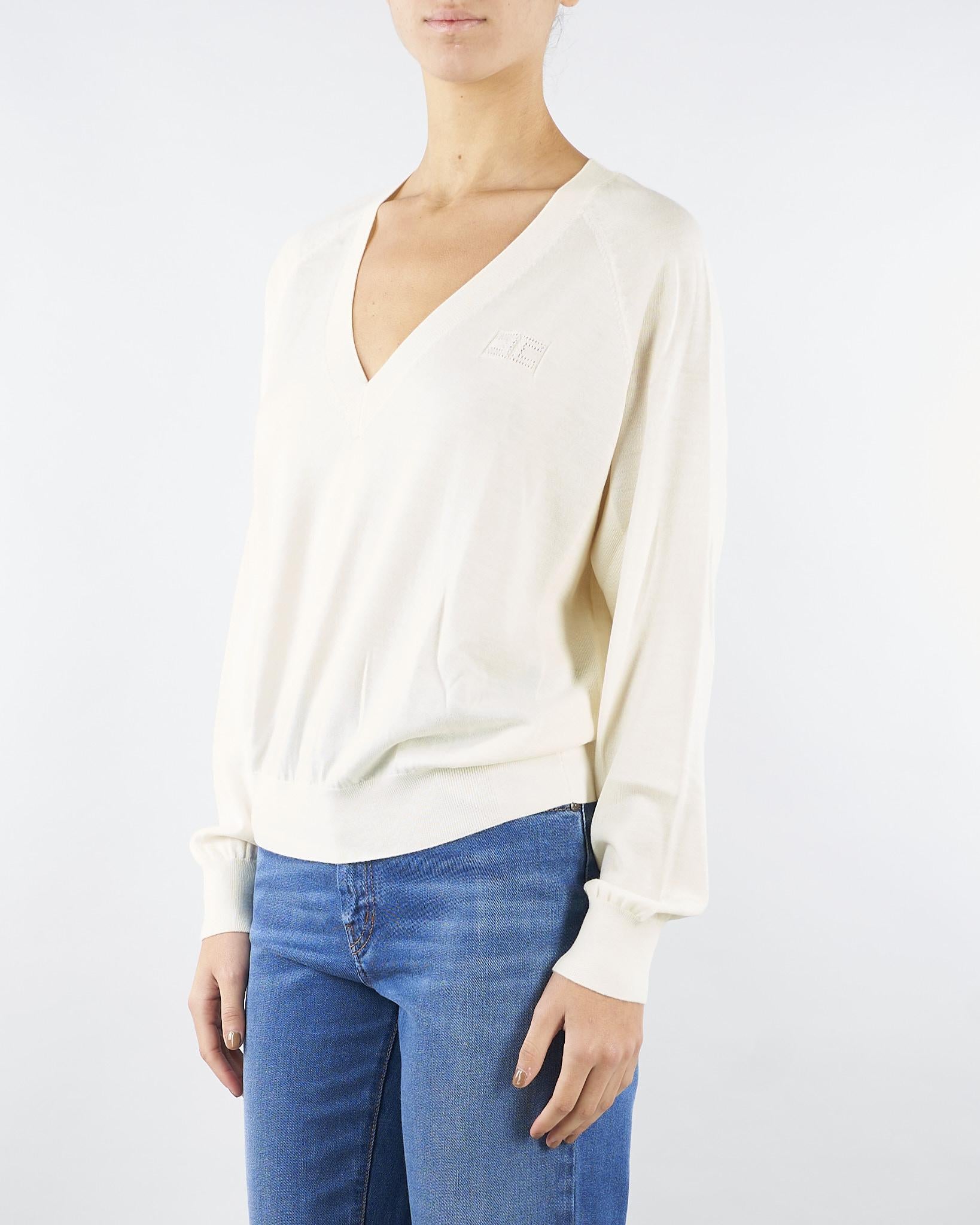 Maglia Milk in pura lana, seta e cashmere con scollo a V MK34S57E2 D9Z ELISABETTA FRANCHI 