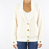 Cardigan Milk in ciniglia bouclé con bottoni gioiello MK44S57E2 DZ9 ELISABETTA FRANCHI 