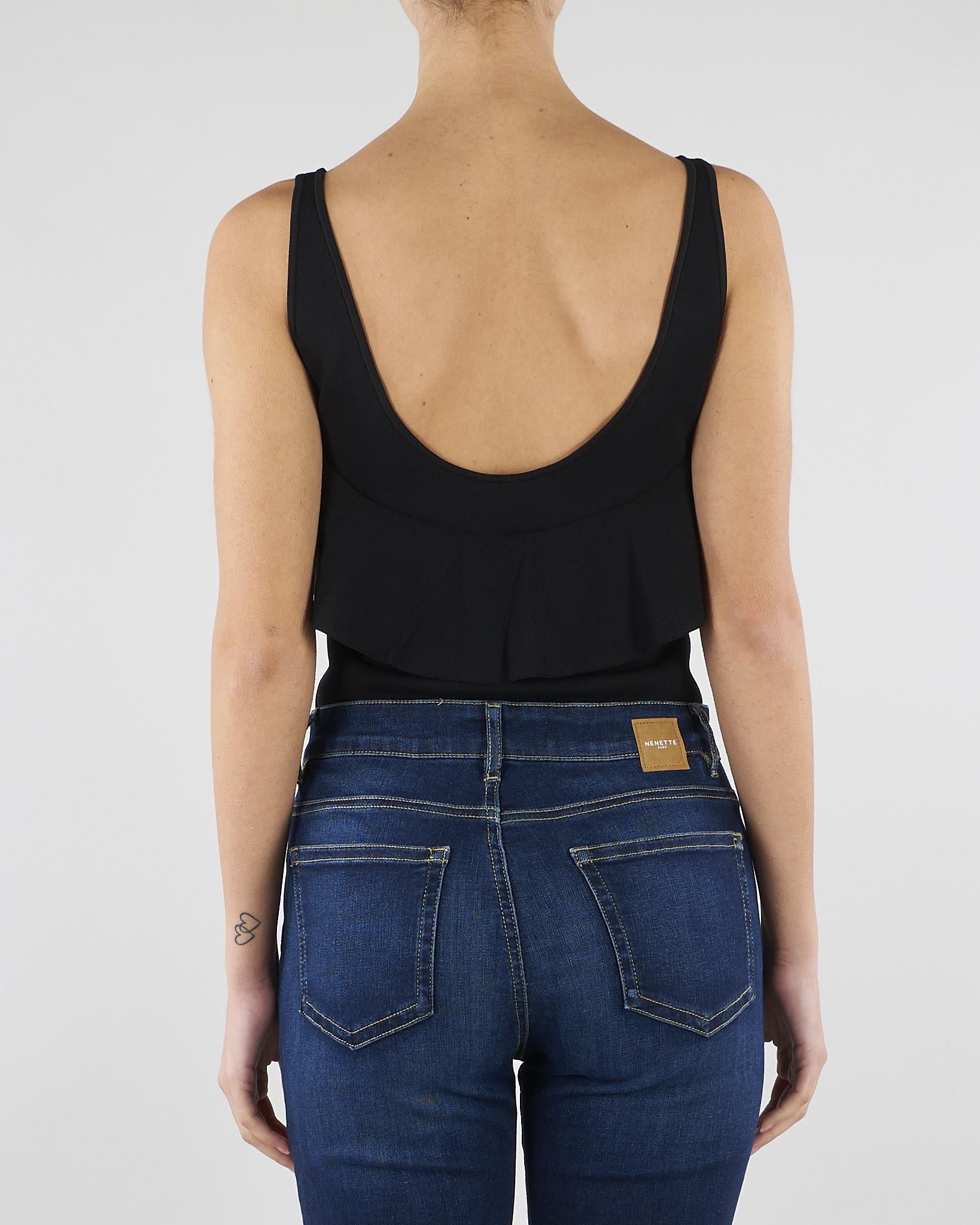 Body Nero in maglia punto stoffa con volant BK86B62E2 110 ELISABETTA FRANCHI 