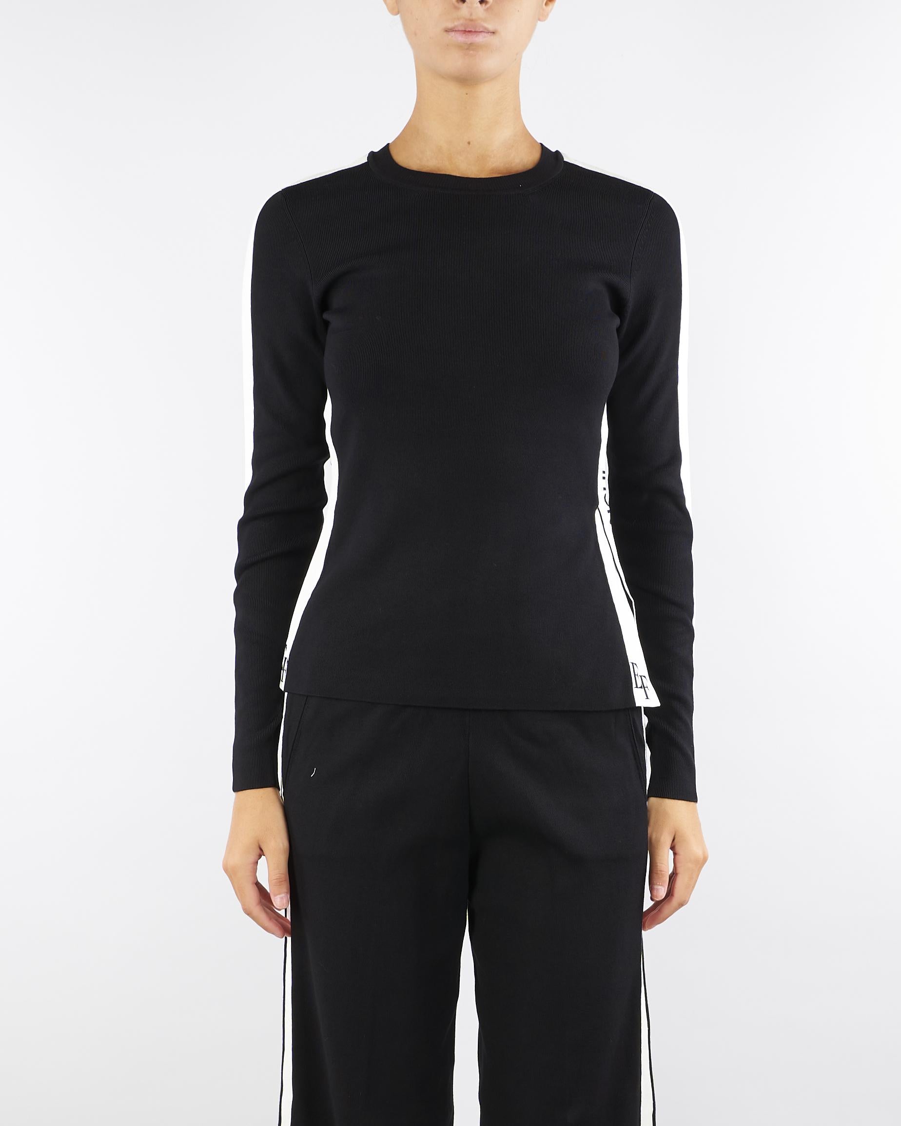 Maglia Nero-Milk in viscosa con bande lucide MK03S56E2 EF3 ELISABETTA FRANCHI 