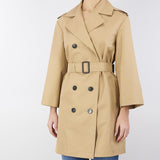 Trench doppiopetto in gabardina antigoccia