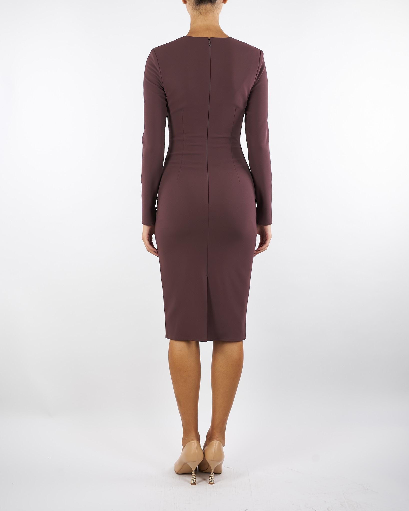 Abito Merlot in crêpe leggero con catena gioiello AB80557E2 EA4 ELISABETTA FRANCHI 