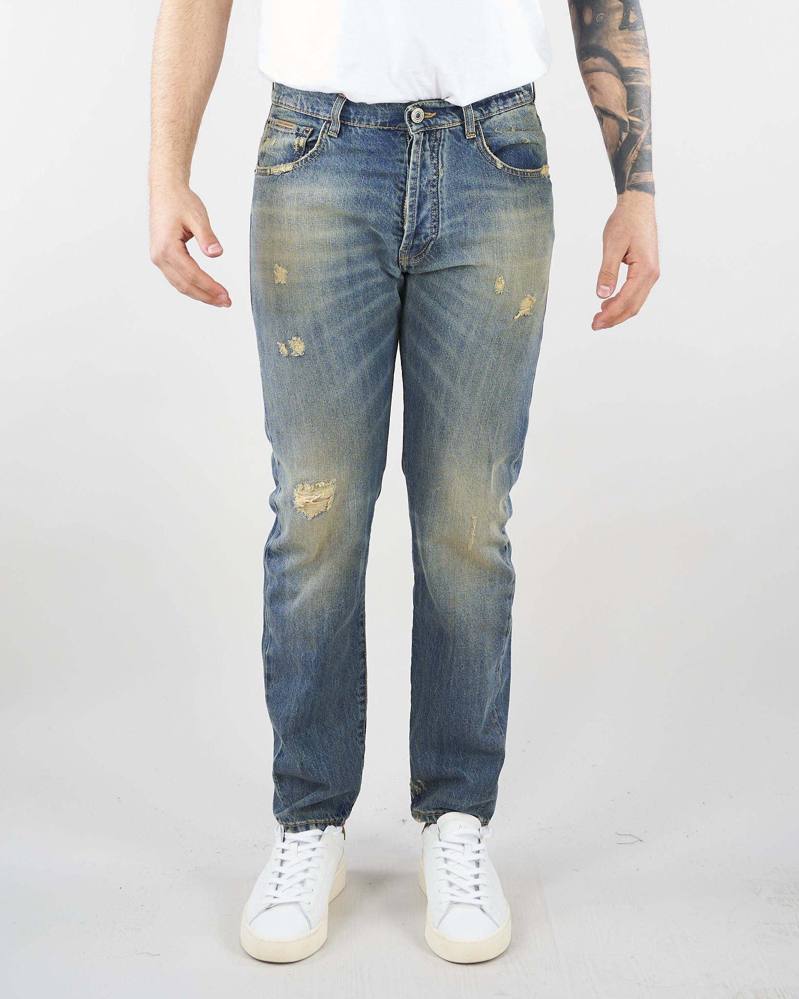 Jeand in Denim lavaggio sabbiato con rotture XJ3232 47 YES LONDON 