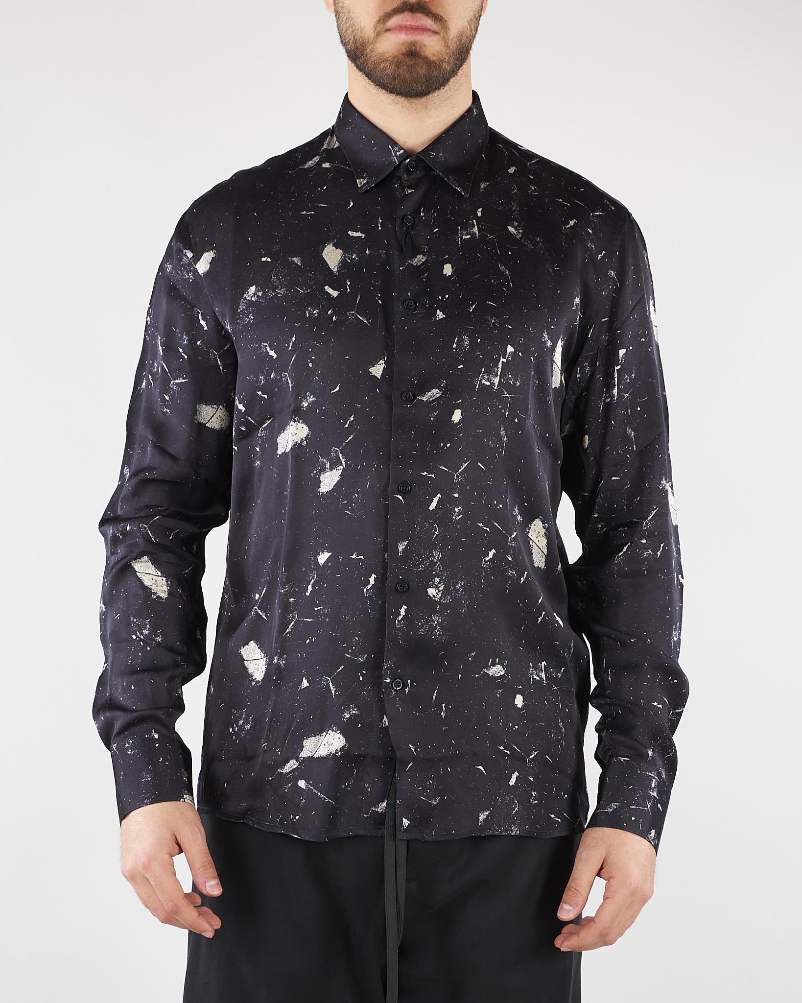 Camicia Nero fluida in viscosa con stampa CA3618 28 I'M BRIAN 
