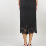 Gonna Nero in lino con fondo in pizzo TT2185 6 TWIN SET 