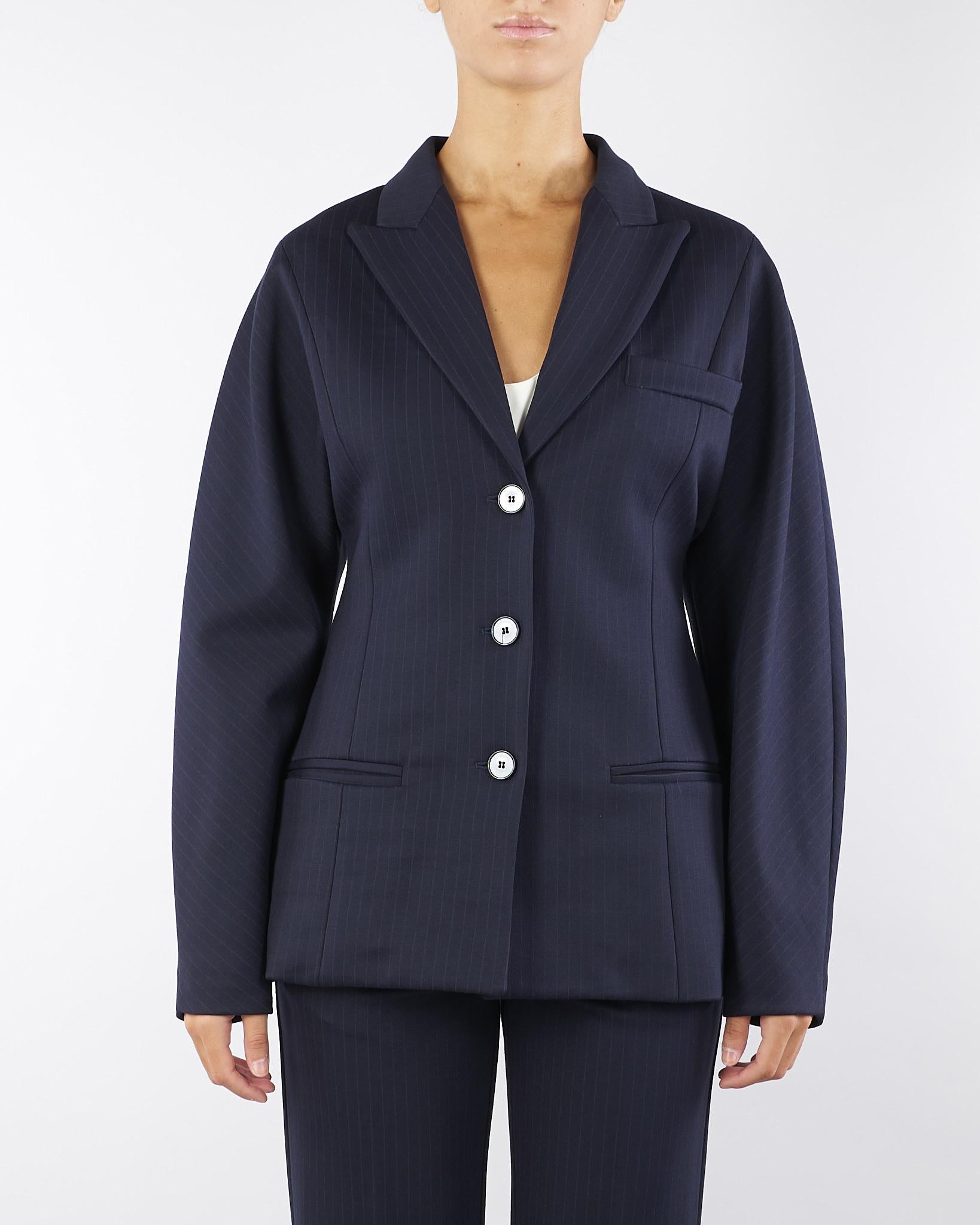 Giacca Blu gessata a tre bottoni TF0142 89 VICOLO 