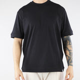 T-shirt Nero in jersey di cotone Relaxed fit F0114095 9000 PAOLO PECORA 