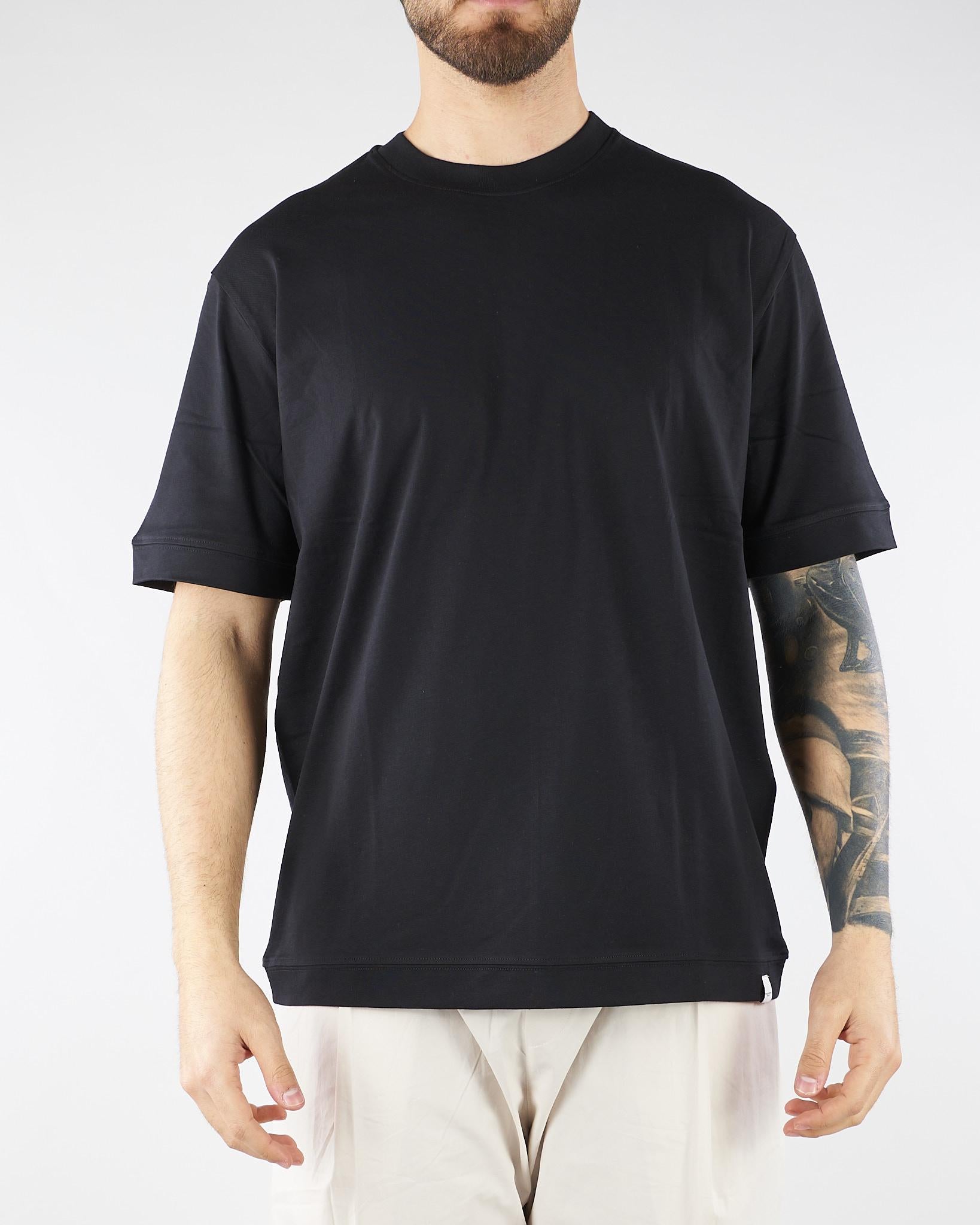 T-shirt Nero in jersey di cotone Relaxed fit F0114095 9000 PAOLO PECORA 