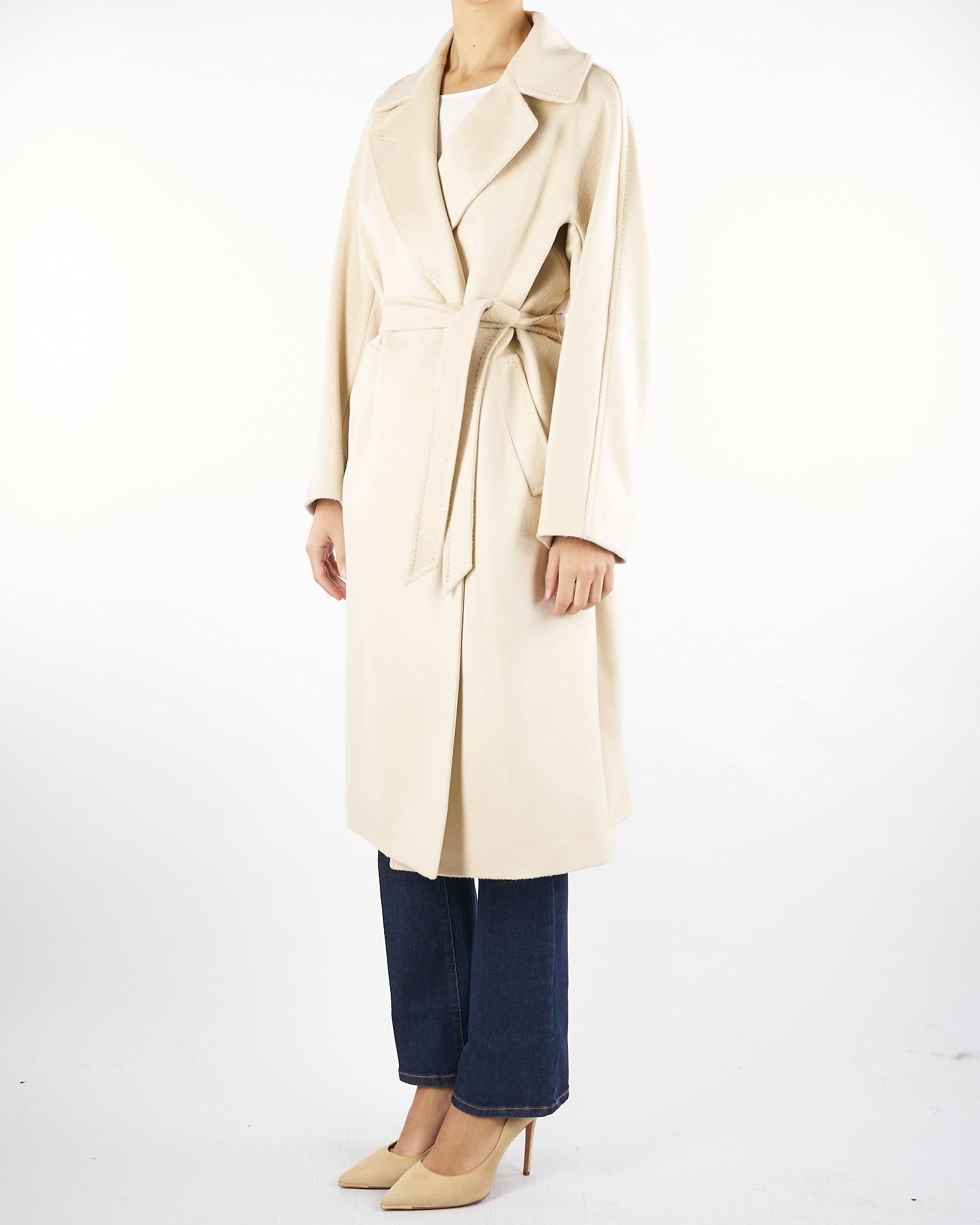 Cappotto Crema  midi doppiopetto in lana Resina RESINA 48 MAX MARA WEEKEND 
