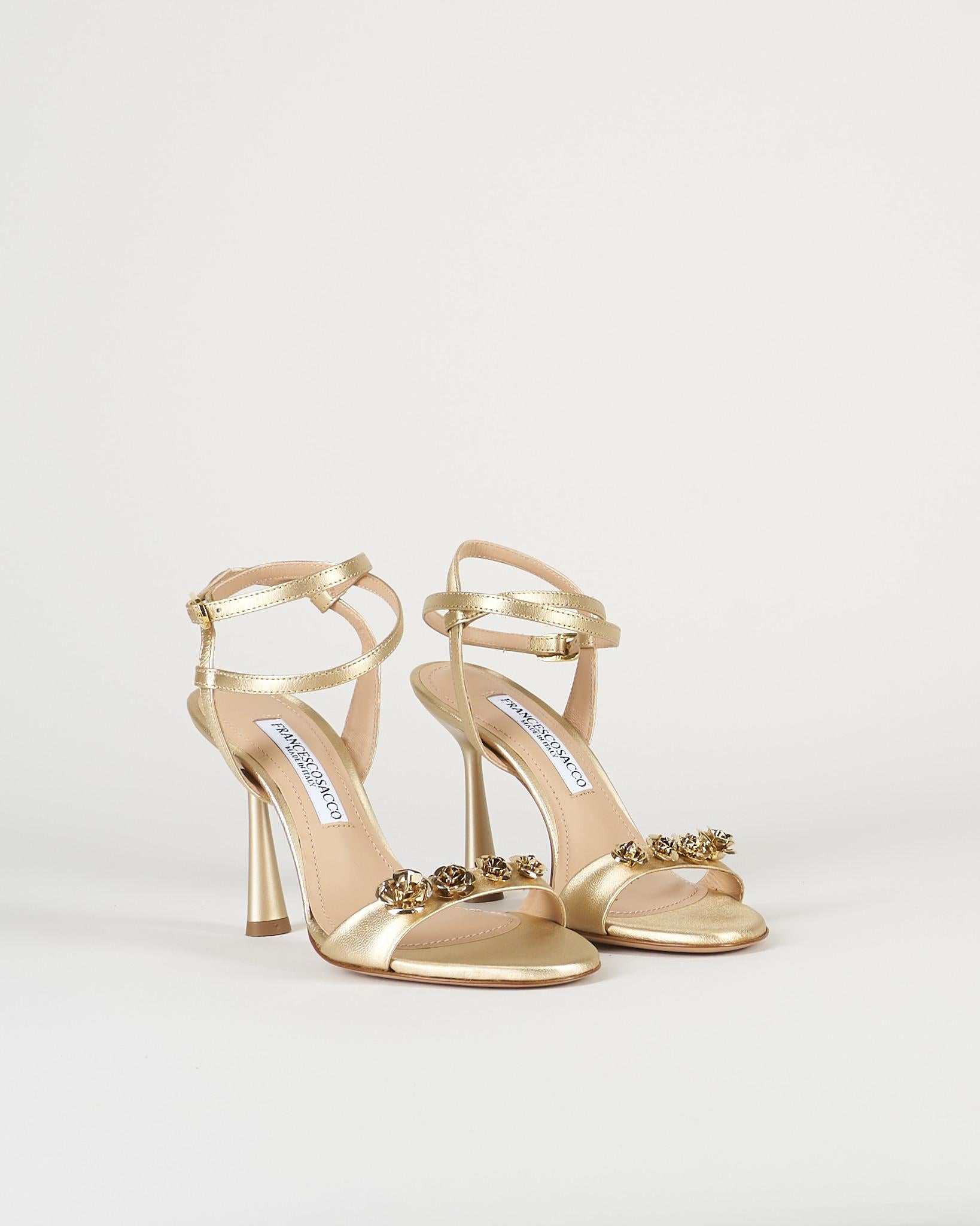 Sandalo Oro in raso con accessorio gold 7590 18 FRANCESCO SACCO 