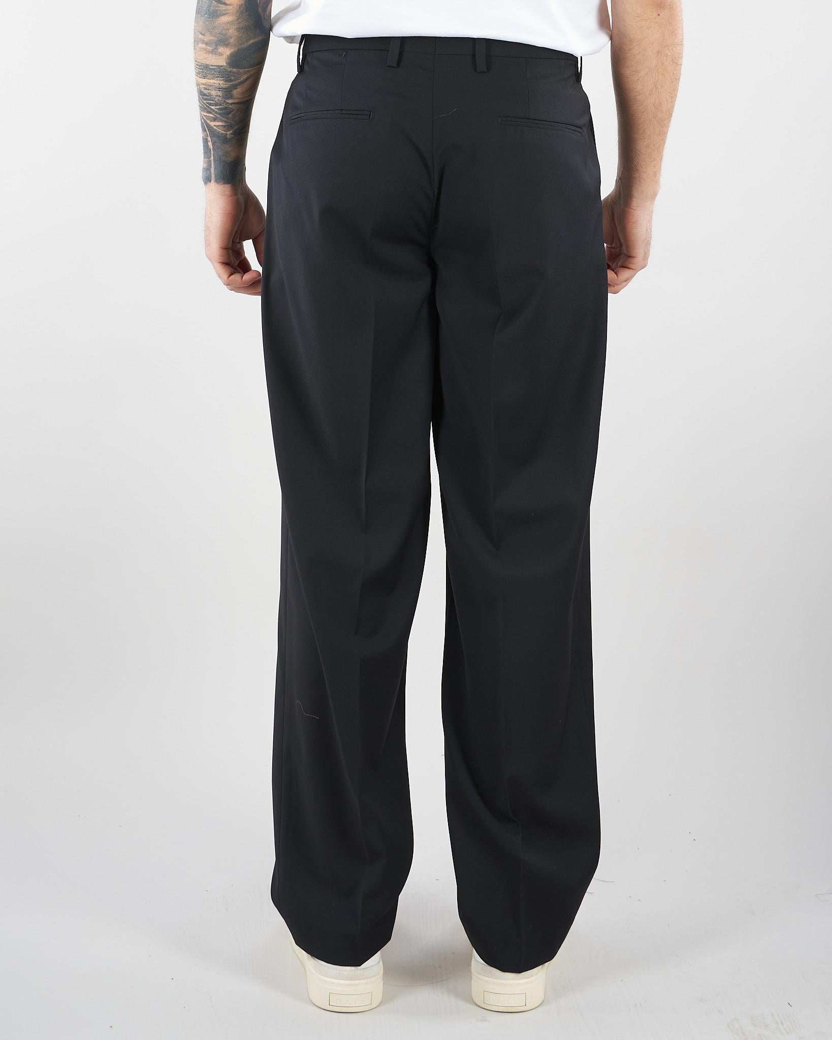 Pantalone Nero in fresco lana con pences Relaxed fit PAU3DICI041 99 3DICI 