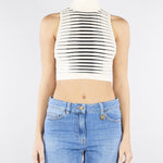 Top Burro-Nero in maglia a righe dégradé TK70S61E2 E84 ELISABETTA FRANCHI 