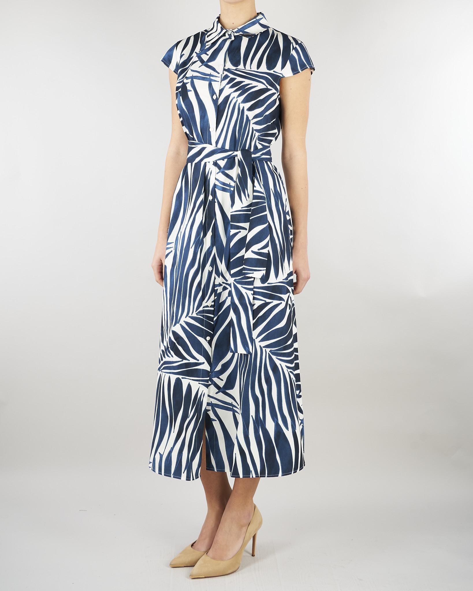 Chemisier Blu-Bianco midi in popeline PBBGIOIRE 12 PENNY BLACK 