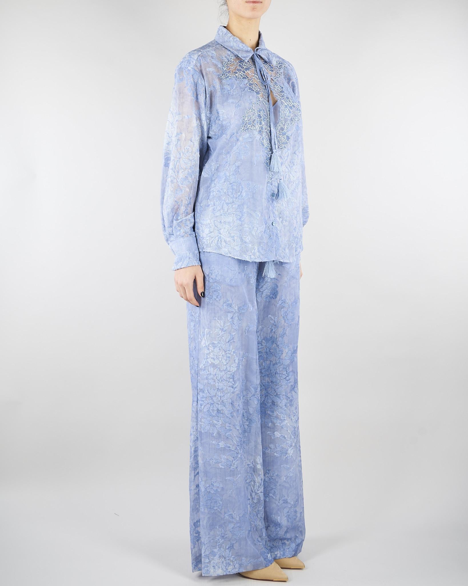 Camica in raso Devorè Denim con pizzo D48EK056E66 MF156 ERMANNO BY ERMANNO SCERVINO 