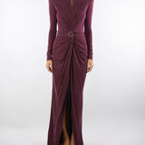 Abito Merlot Red Carpet in jersey cupro con drappeggi ABR0656E2 EA4 ELISABETTA FRANCHI 