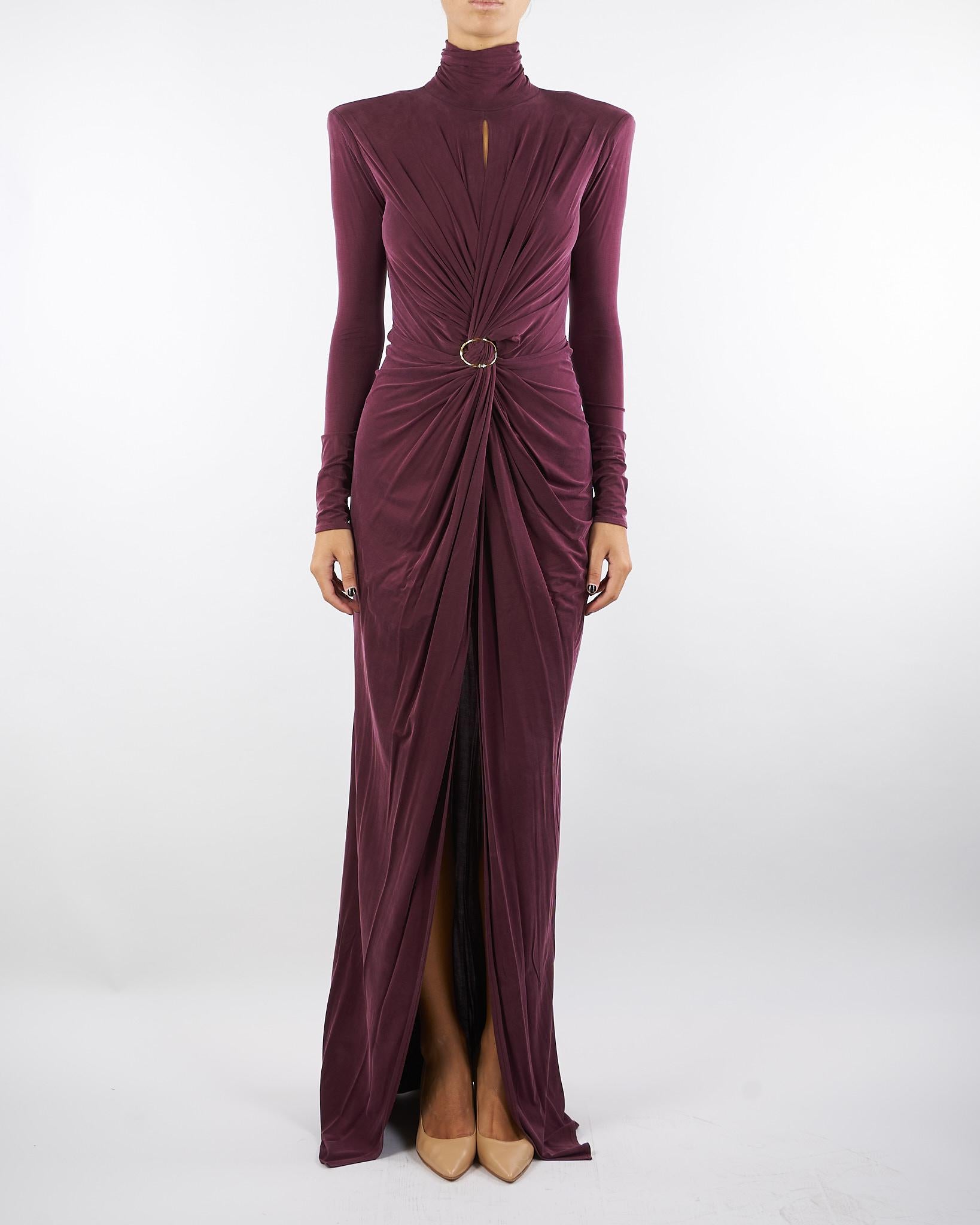 Abito Merlot Red Carpet in jersey cupro con drappeggi ABR0656E2 EA4 ELISABETTA FRANCHI 