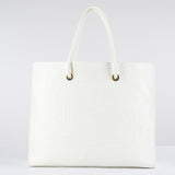 Tote grande Avorio in rafia jacquard