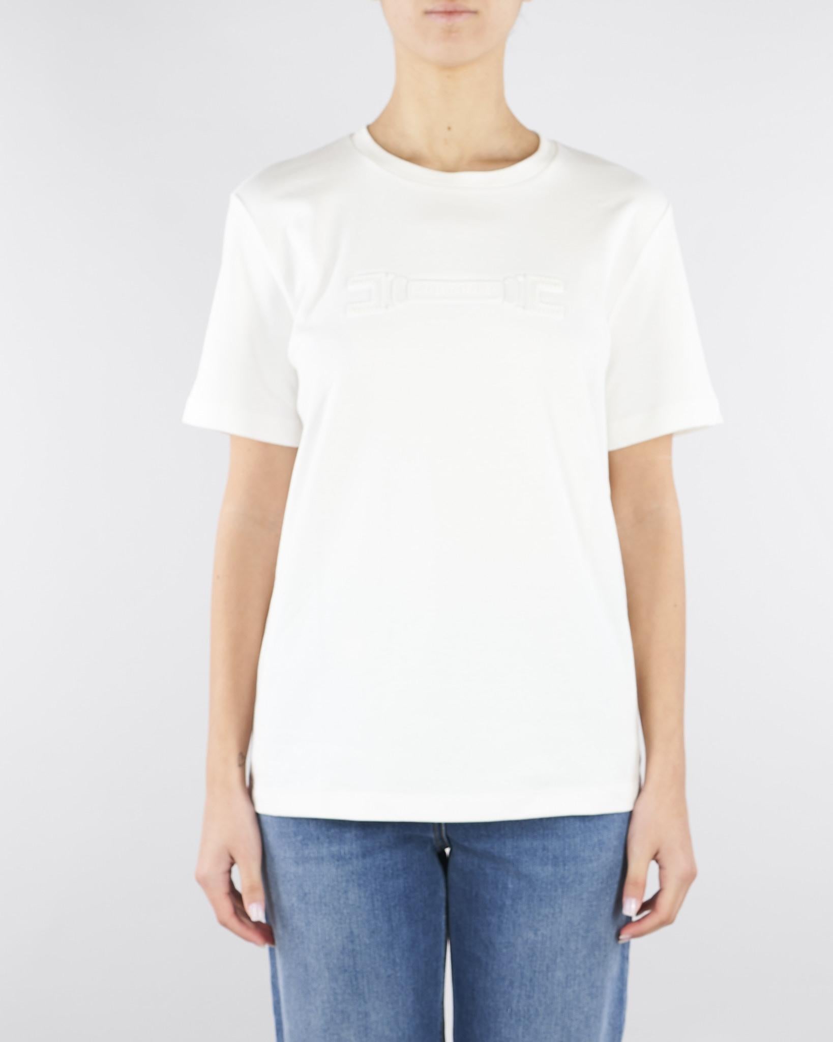 T-shirt Gesso con ricamo logo MA68P61E2 270 ELISABETTA FRANCHI 