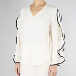Blusa Burro-Nero con volant BL01001TACE0005 V0359 SIMONA CORSELLINI 