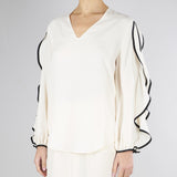 Blusa Burro-Nero con volant BL01001TACE0005 V0359 SIMONA CORSELLINI 