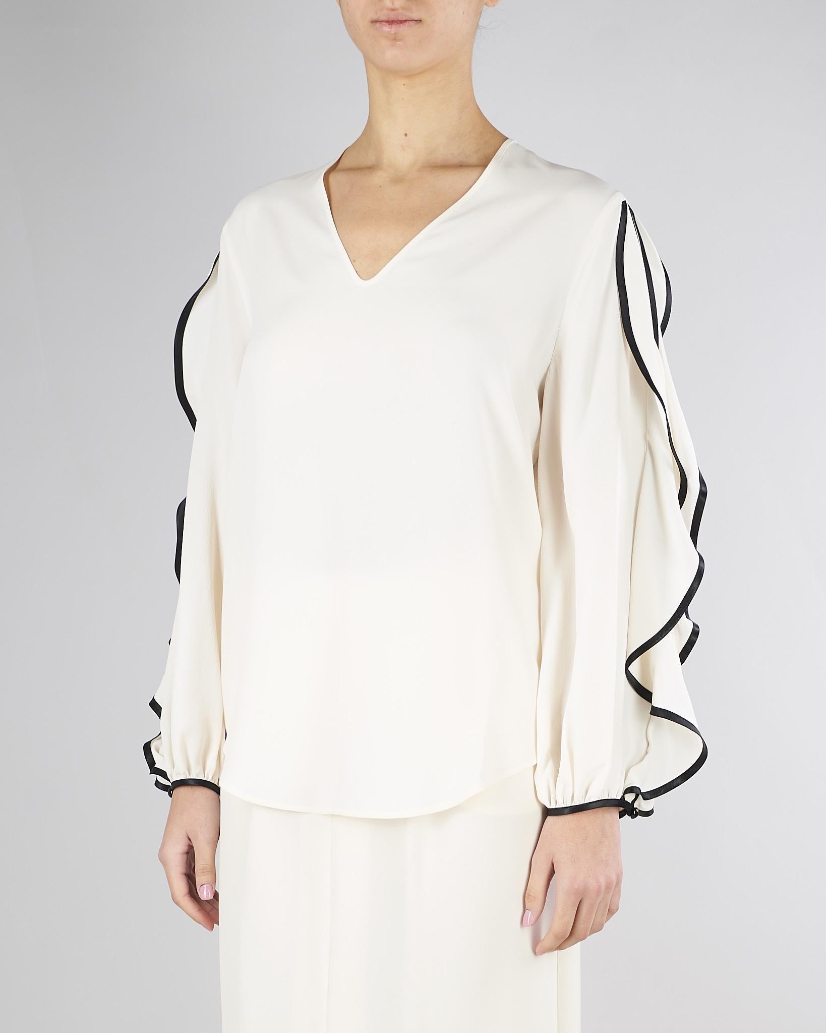 Blusa Burro-Nero con volant BL01001TACE0005 V0359 SIMONA CORSELLINI 