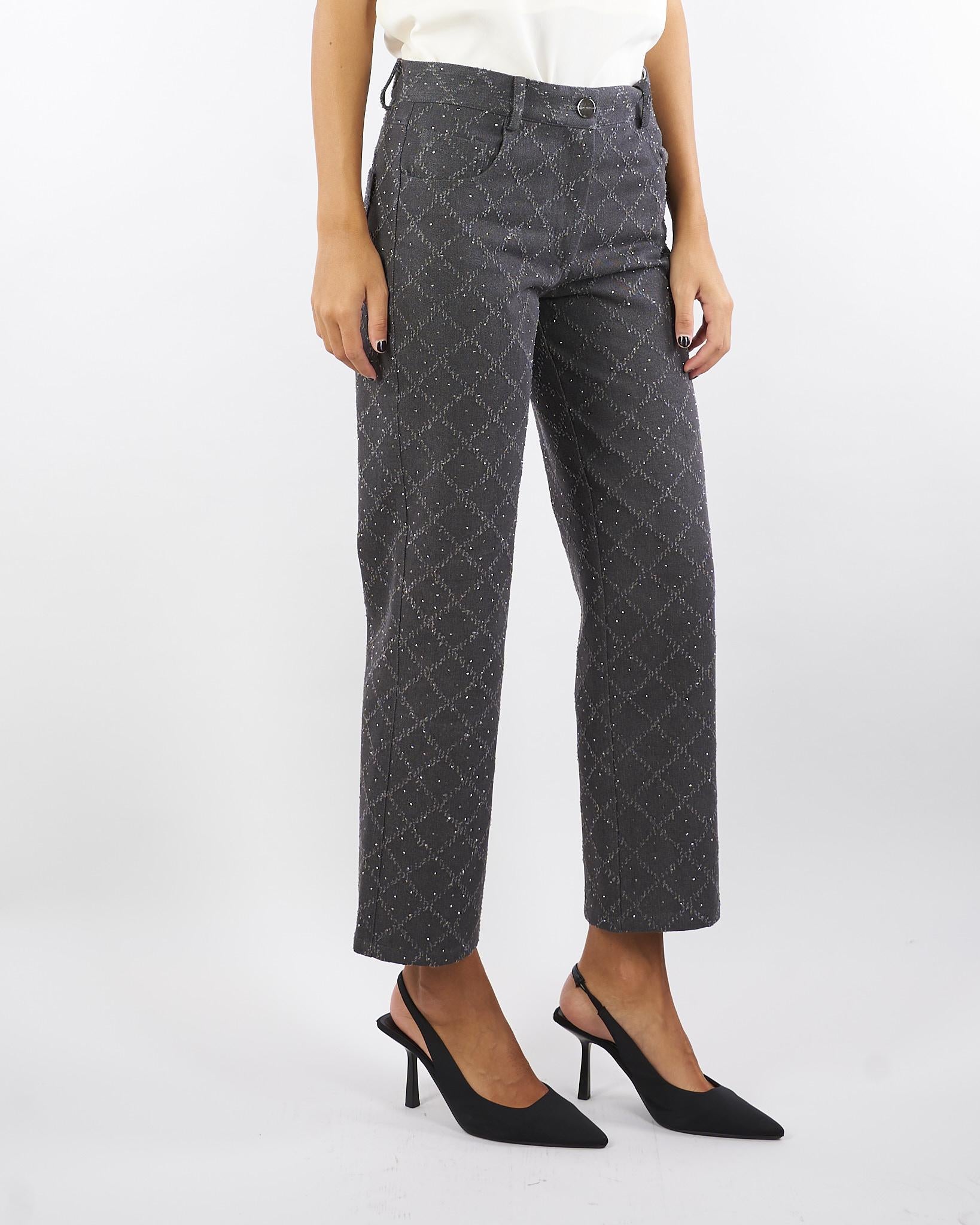 Jeans Antracite con strass PA01401TDEN0004 V00 SIMONA CORSELLINI 