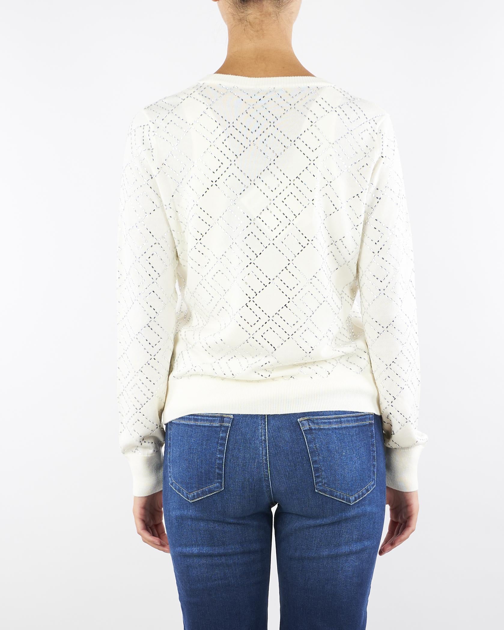 Cardigan Milk-Silver in lana con cristalli MK26B56E2 EH9 ELISABETTA FRANCHI 