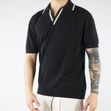Polo in maglia Nero con profili a contrasto A017F100 9000 PAOLO PECORA 