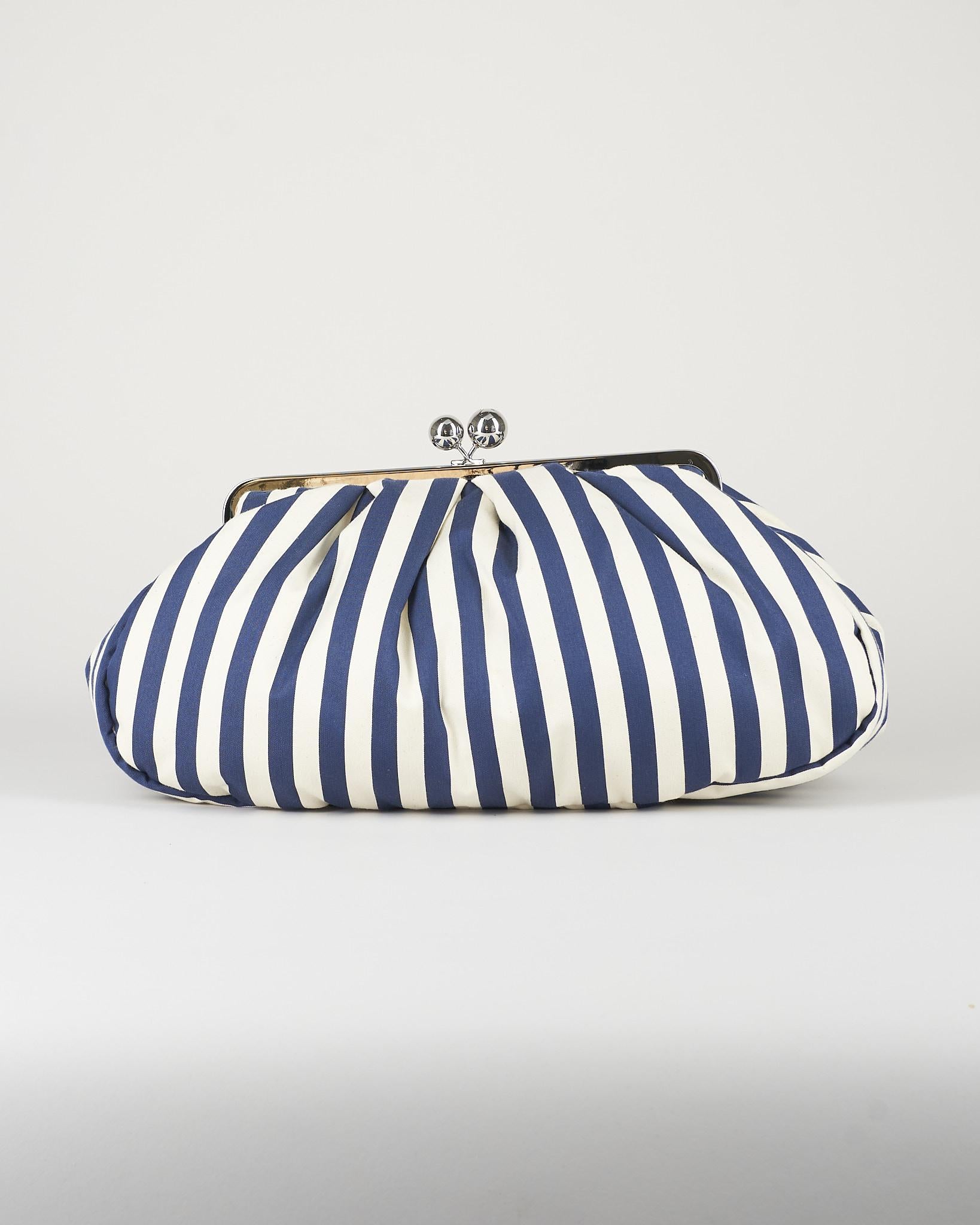 Pasticcino Bag Blu-Bianco  large in cotone a righe WKACACHI 3 MAX MARA WEEKEND 